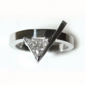 18ct white gold ring set with a trillian cut diamond