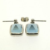 18ct white gold earrings set with cabochon cut aquamarines 