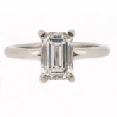 18ct white gold ring set with an emerald cut diamond